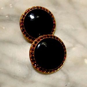 VTG St. John Black and Purple Clip-on Earrings